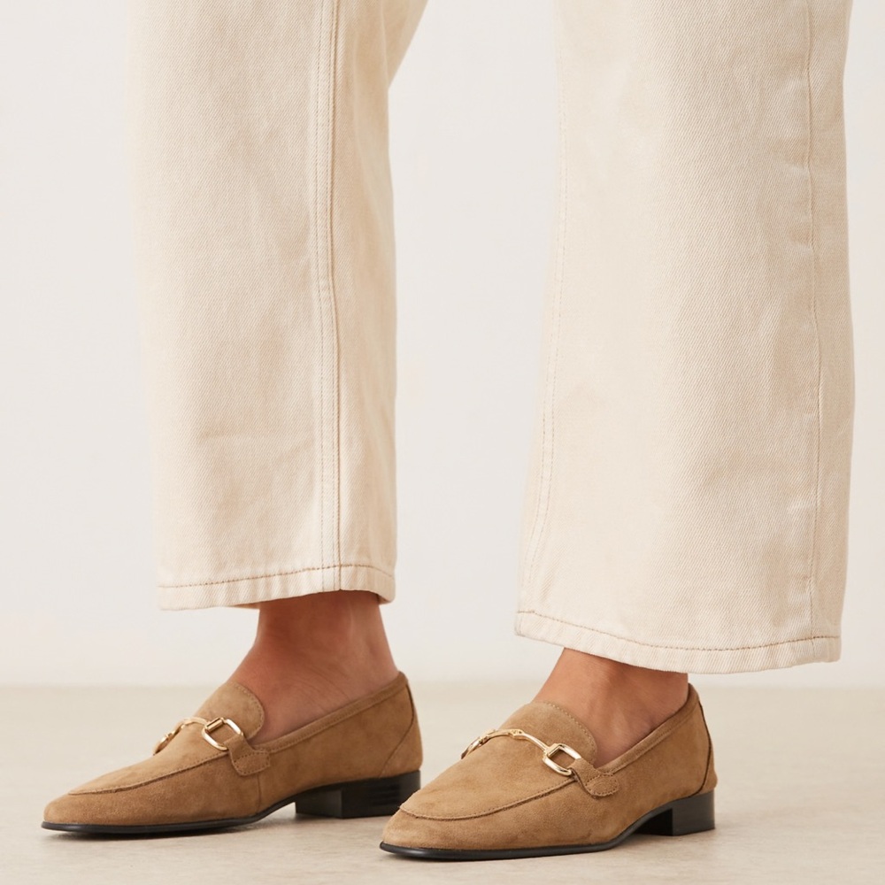 Mango MNG Tan Suede leather Loafers with Gold Accent; size 38 ( US 7.5); NWT - Picture 5 of 11